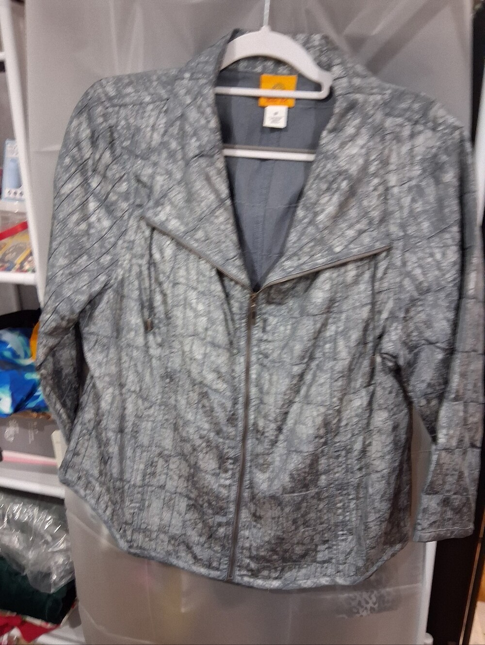 Ruby Rd. Metallic Silver Quilted Jean Jacket